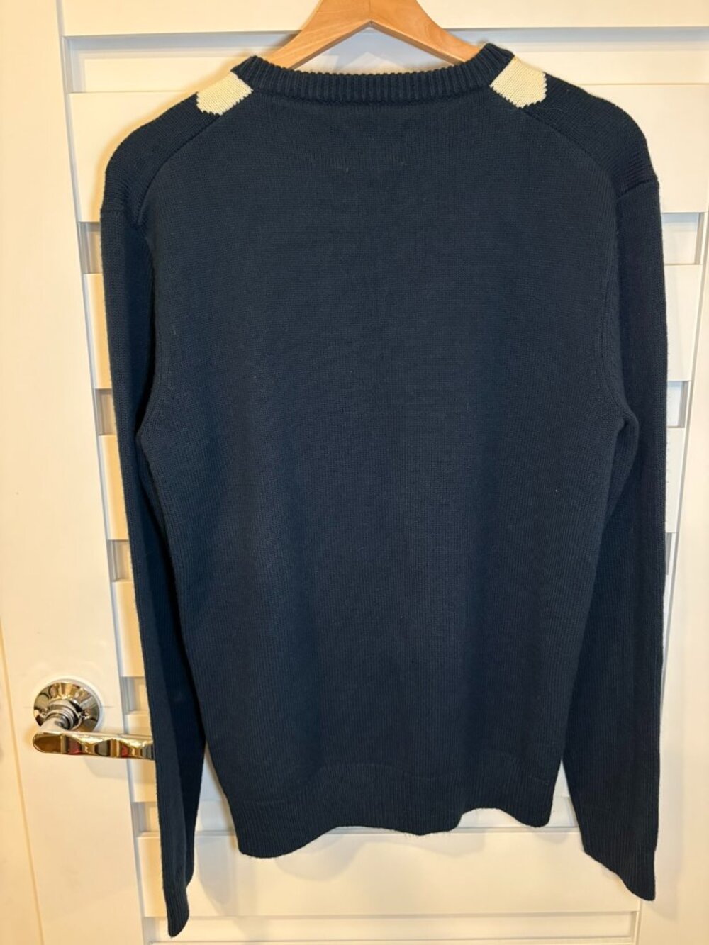 Aeropostale Men's Collegiate Argyle V-Neck Sweater Navy Green Preppy Y2K Medium - Picture 10 of 10